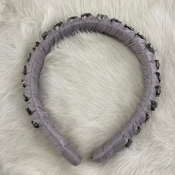 3D Silver & Rhinestone Headband Thick Headband Sparkles Holiday - Picture 2 of 3